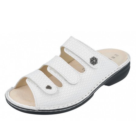 Finn Comfort Damen Menorca-Soft Pantoletten in Weiß Lotus