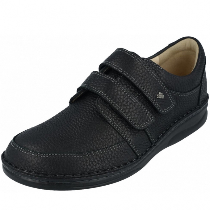 Finn Comfort Herren Kletthalbschuh in Schwarz Hillcrest