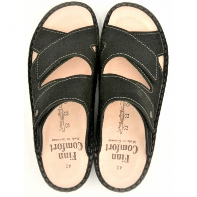 Finn Comfort Herren Danzig-S Nubuk Pantolette in schwarz Finn Comfort Herren Danzig-S Nubuk Pantolette in schwarz