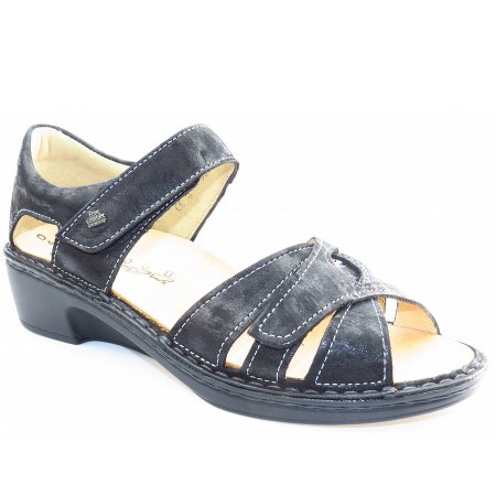 Finn Comfort Damen Madras Chenile schwarz Sandale in Nero