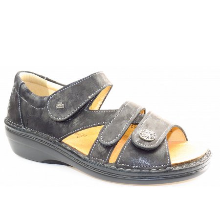 Finn Comfort Damen Sintra-S Chenile schwarz Sandale in Nero