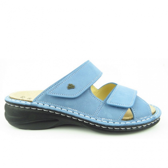 Finn Comfort Damen Melrose Nubuk Pantolette in hellblau