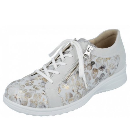 Finn Comfort Damen Bexley Pebble stone Schnürer in Stone/Bianco