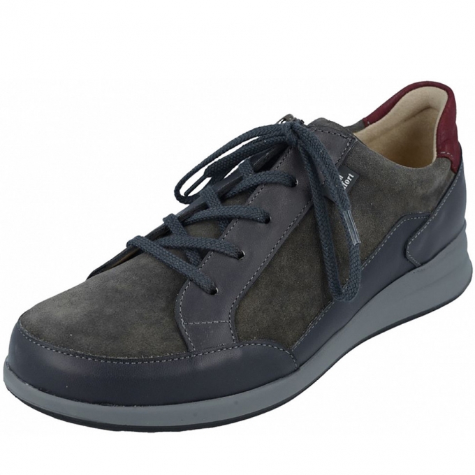 Finn Comfort Damen Schnürhalbschuh in anthracite/carbon/bordo