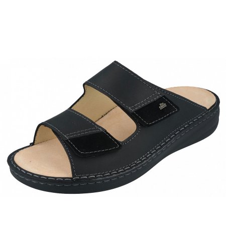 Finn Comfort Herren Pantoletten in Black/Schwarz Sirio/Velour
