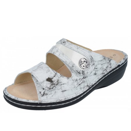 Finn Comfort Damen Mira-S weiss/silber Pantolette in Bianco/Weiss Finn Comfort Damen Mira-S weiss/silber Pantolette in Bianco/Weiss