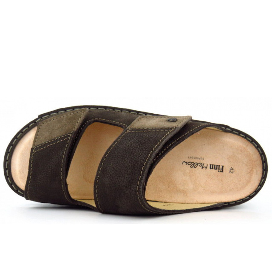Finn Comfort Herren Psara Nubuk slate oxide Pantolette in braun