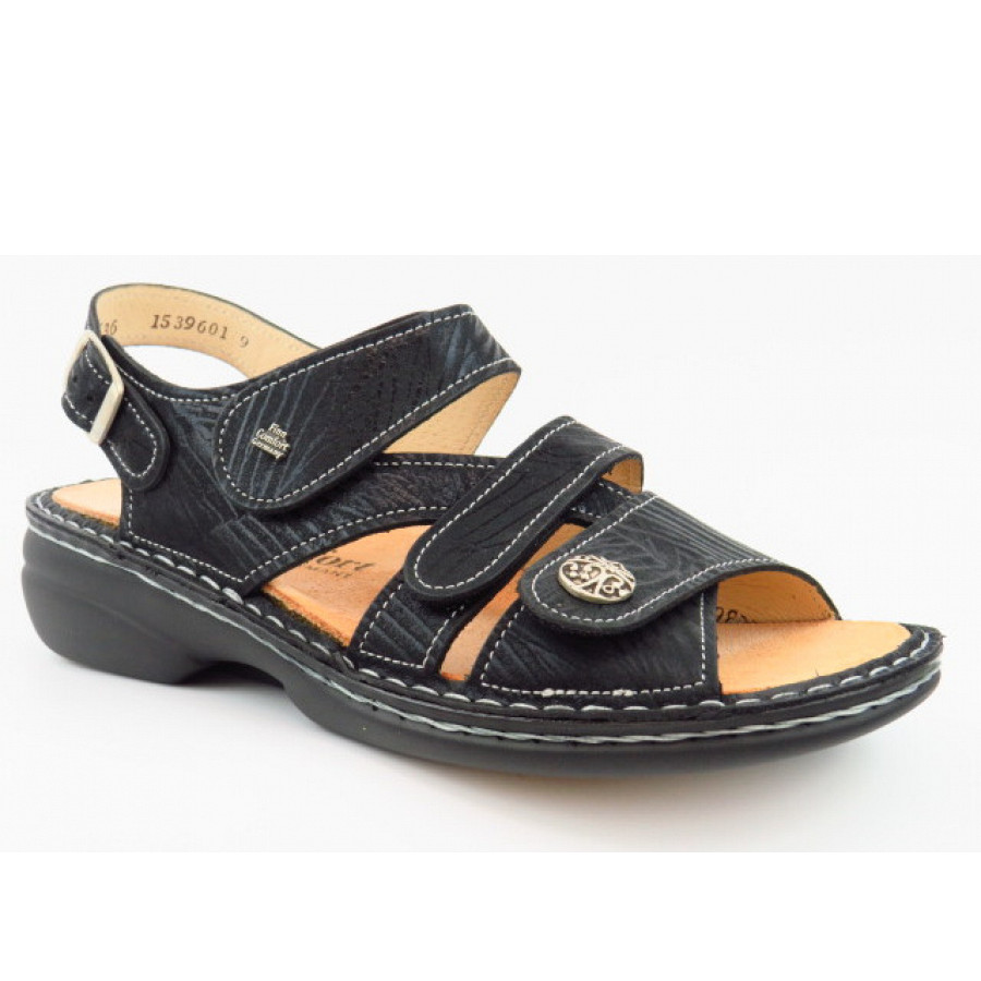 Finn Comfort Damen Gomera Crumble Sandale in schwarz